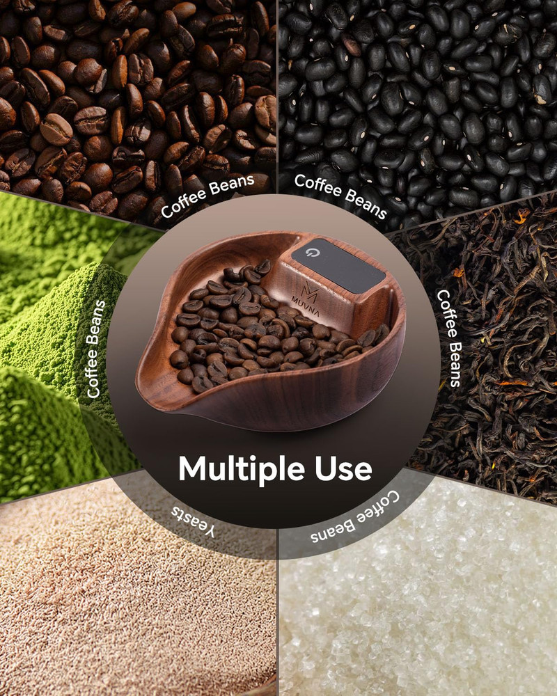 Precision Walnut Coffee Bean Scale with LED Display and Spray Bottle Kit