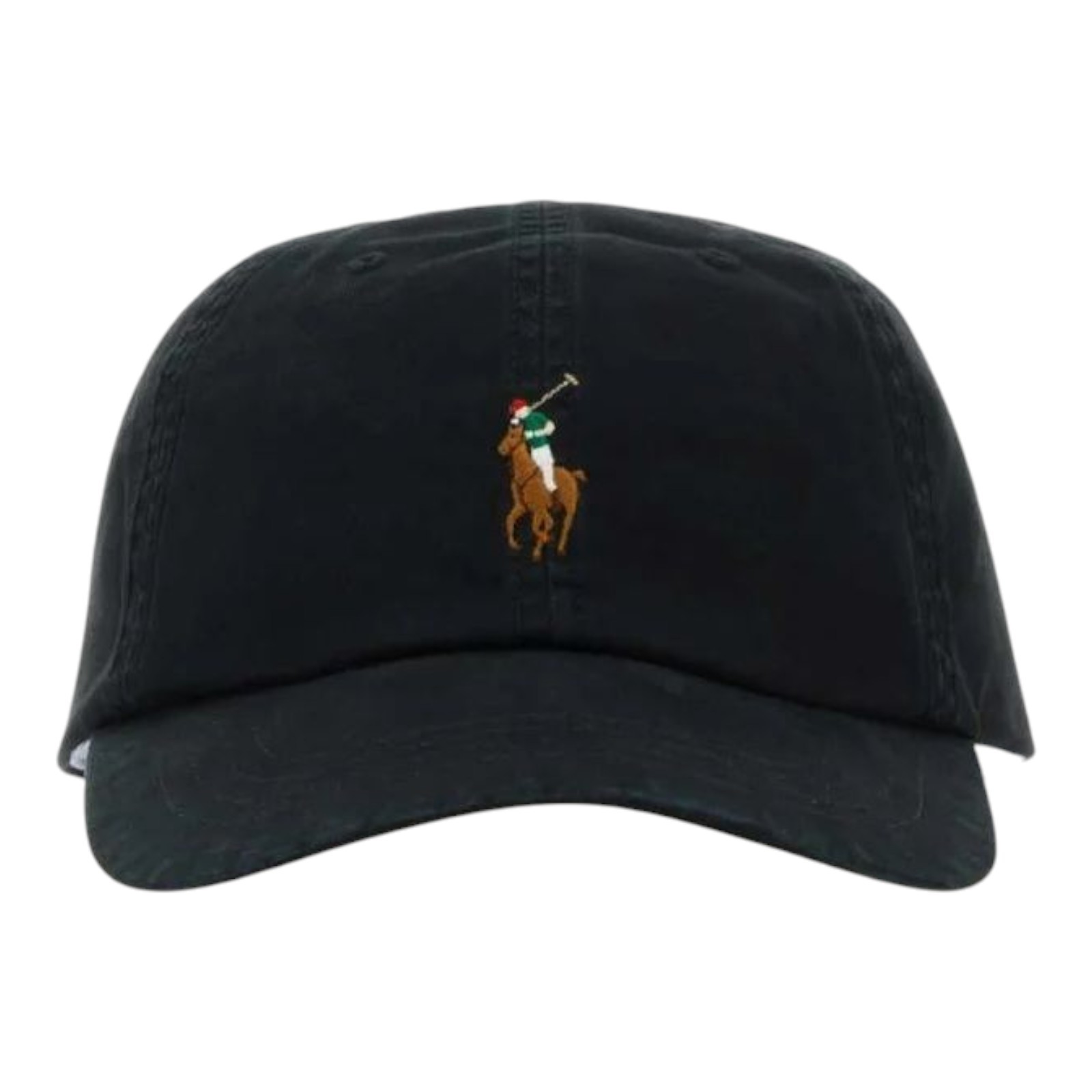 Polo Ralph Lauren Men's OS Cotton Chino Adjustable Baseball Cap Black Brown Pony
