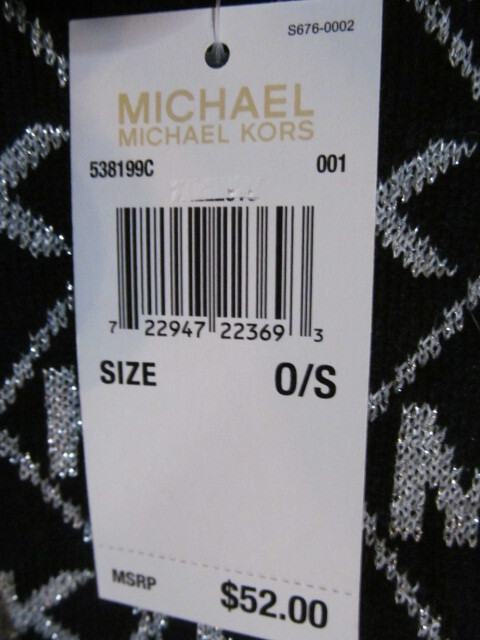 Michael Kors MK Repeating Reversible Continuous Loop Scarf, Silver & Black