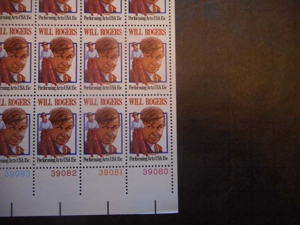 Scott 1801, 15 cent, Will Rogers, Sheet