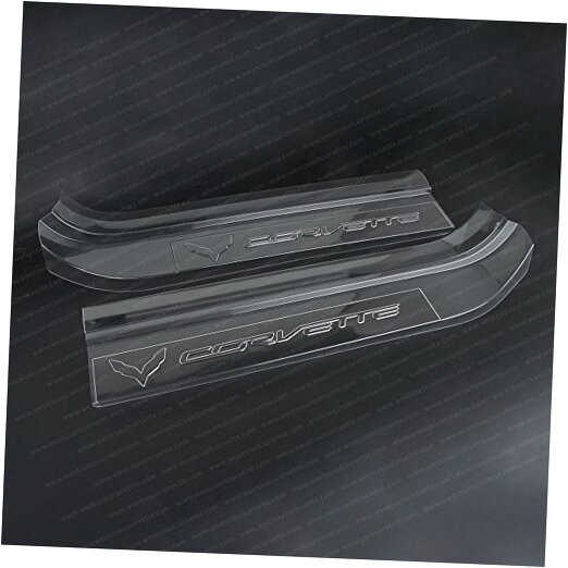 Corvette Clear Door Sill Protectors : C7 Clear w/ Embossed Corvette Script