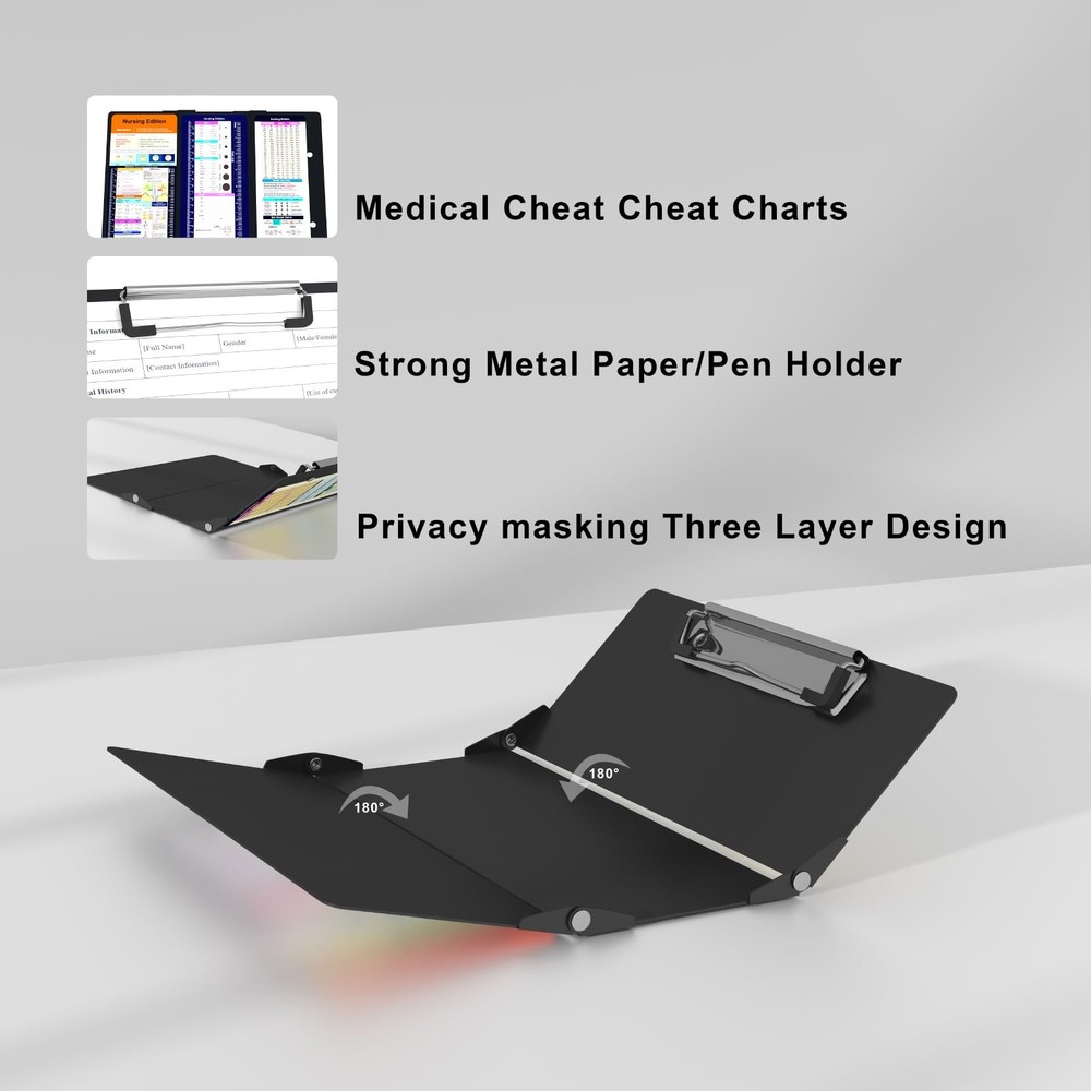Nursing Clipboard Foldable Pocket Size-Nursing Edition Cheat Sheets Aluminum