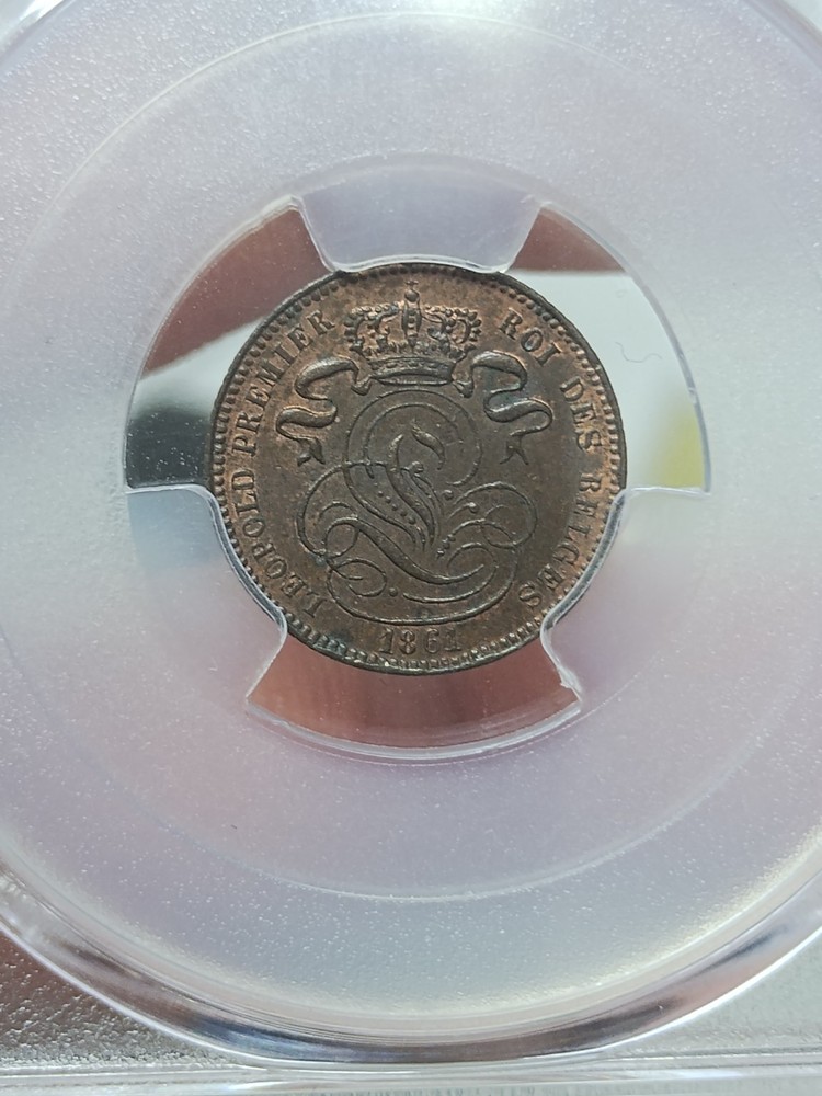 Belgium 1861 Centime PCGS MS63RB