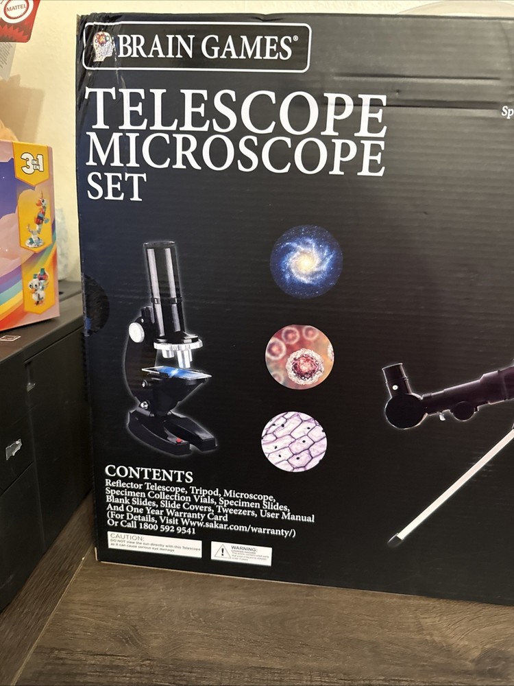 BRAIN GAMES TELESCOPE/MICROSCOPE SET. NEW