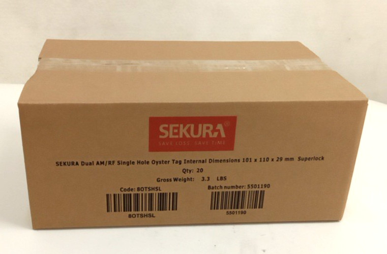 Sekura AM/RF Single Hole Oyster Tag w/Clear Shell 101x110x29mm SuperLock 20pk