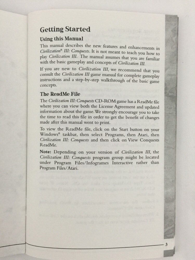 Sid Meier's Civilization Conquests Manual Instruction Book ONLY PC Atari