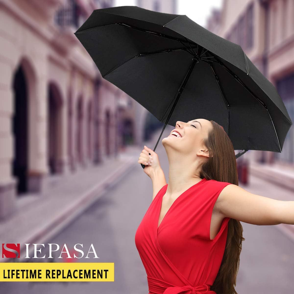 SIEPASA Windproof Travel Compact Umbrella-Automatic Small Size, Black