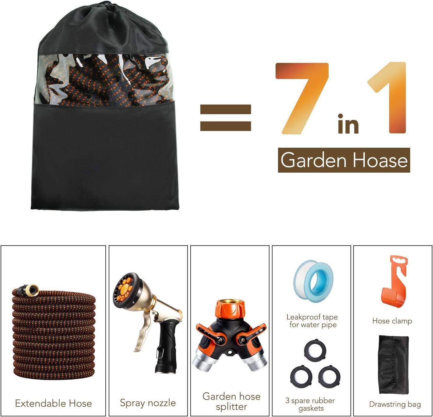 4X Stronger Deluxe Heavy Duty Expandable Flexible Garden Water Hose (50ft,100ft)