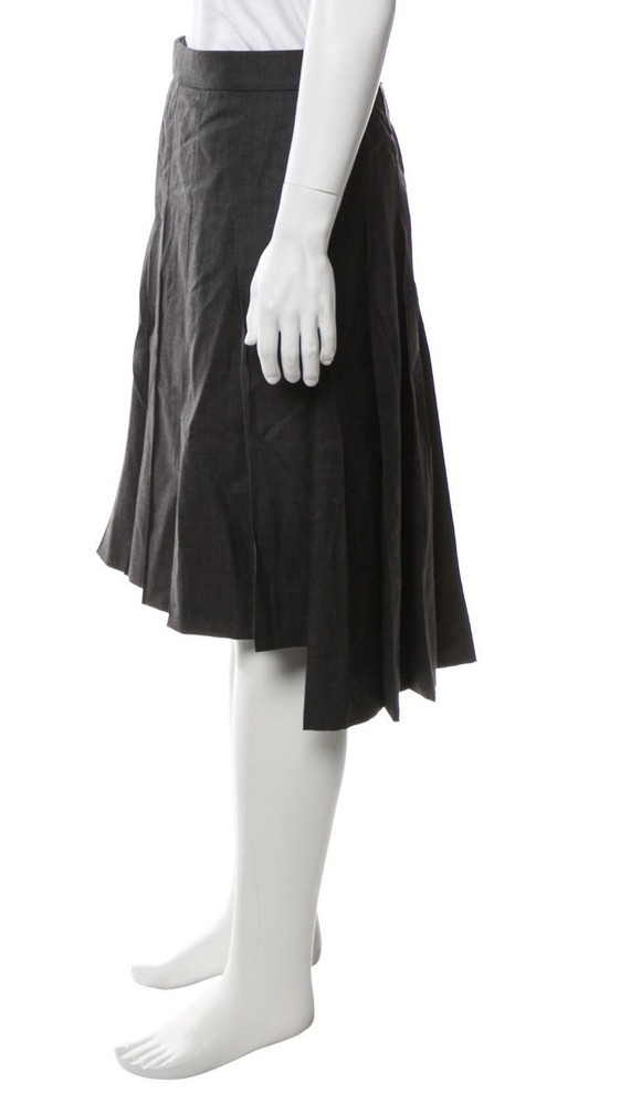 Thom Browne grey wool kilt skirt, size3