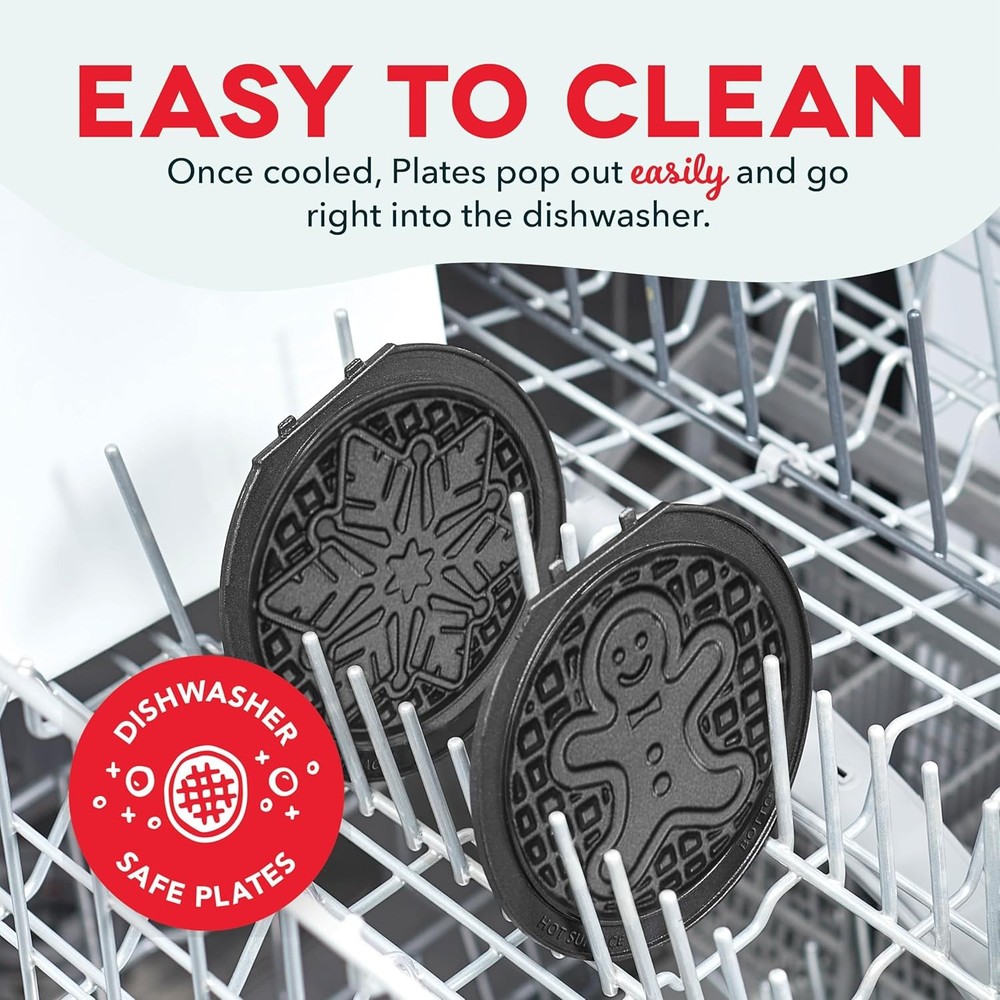 DASH Multimaker Mini System Two 4” Nonstick Removable Waffle Plates (Gingerbread