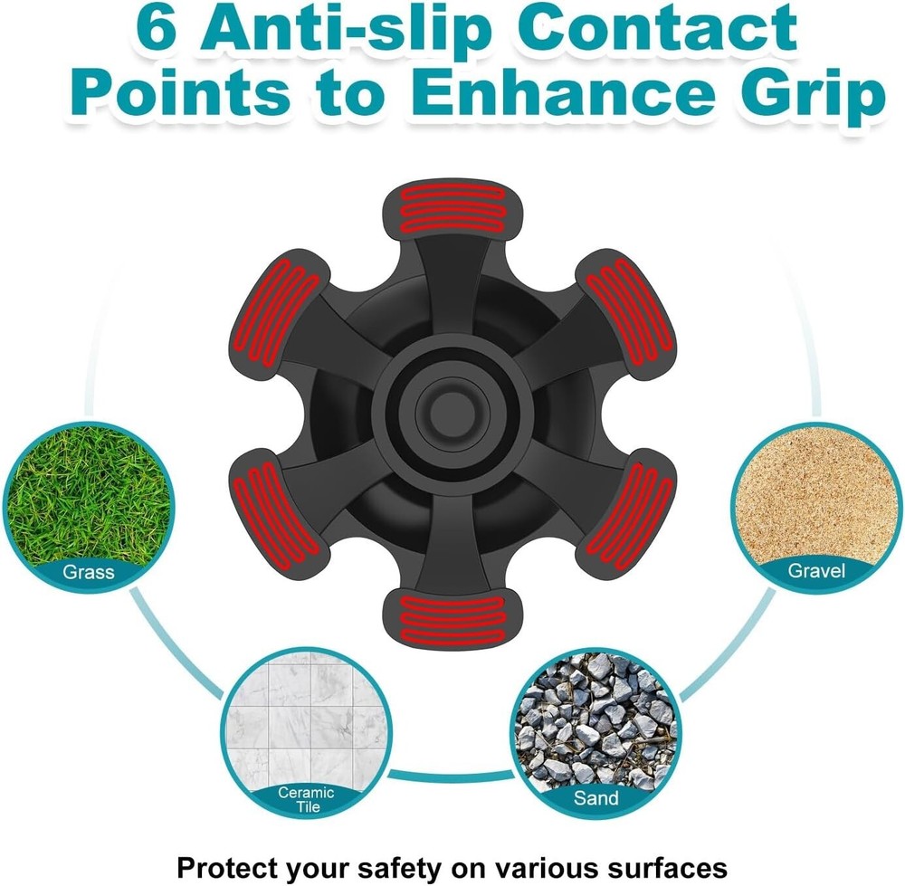 Cane Tip 5/8 Inch, Heavy Duty Self Standing Base Replacement for Offset Quad