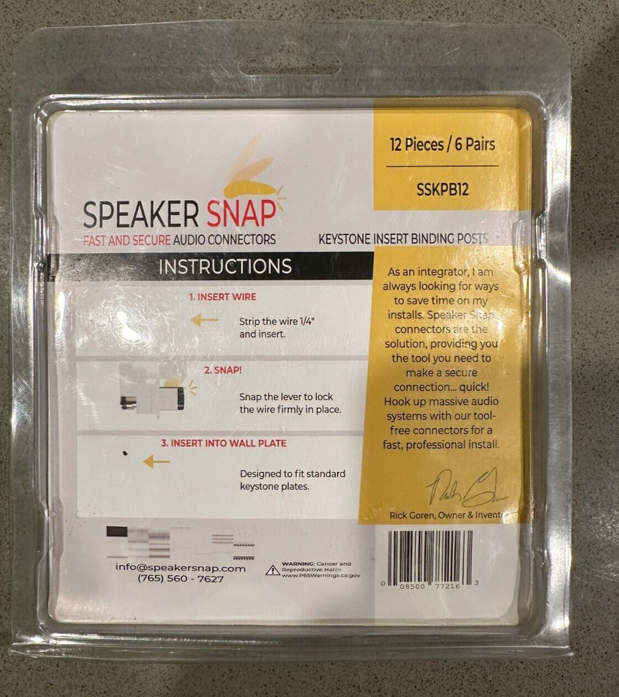 Speaker Snap Keystone Binding Posts 6 Pairs / 12 Pieces -Black