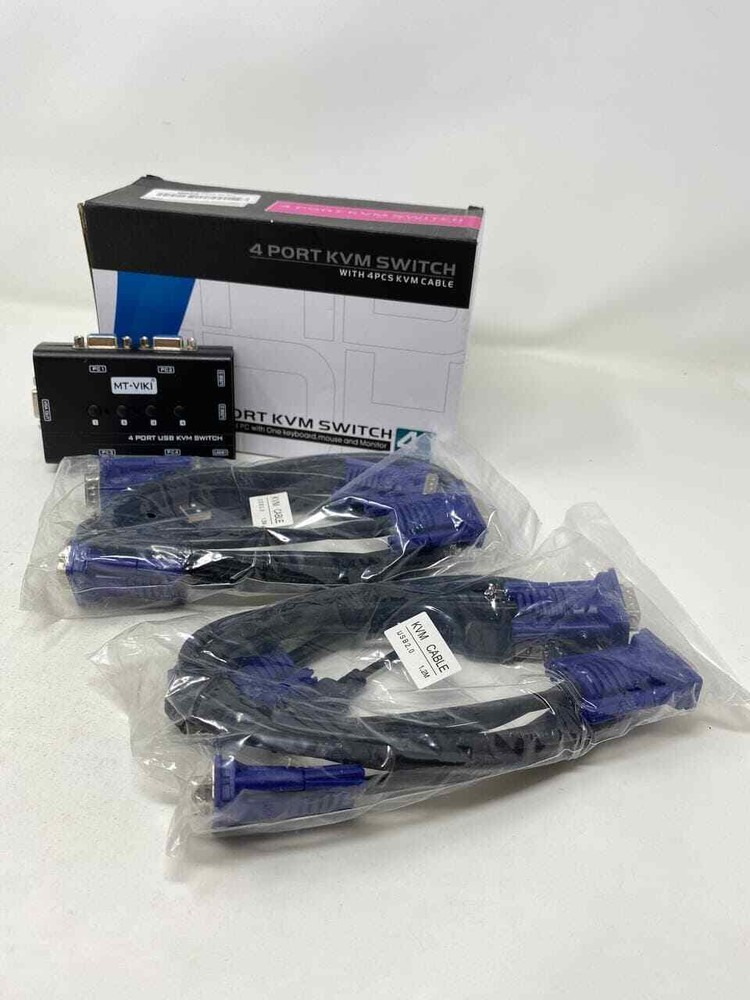 Mt-ViKi 4 Port KVM Switch with 4PC KVM Cable Open Box