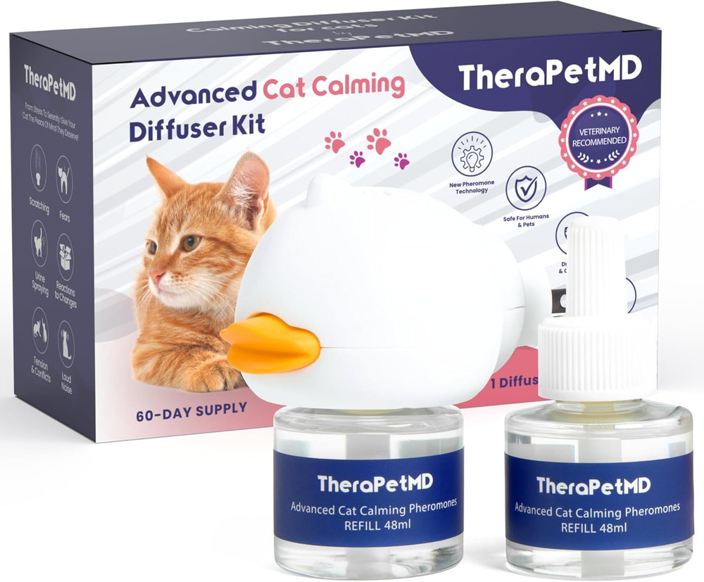 60-Day Cat Calming Diffuser - Cat Pheromone Diffuser for Stress, Pee Spraying, C