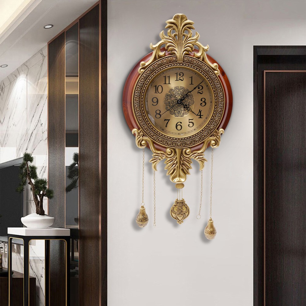 Retro Swinging Pendulum Wall Clock Vintage Wood Processing Wall Clock Wall Decor