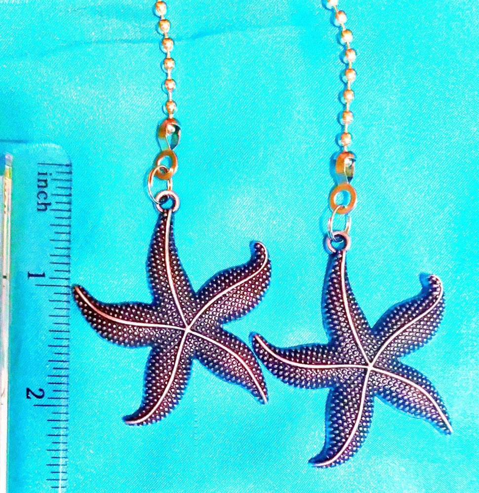 Set of Two ~ Black STARFISH Metal ~ Ceiling Fan Pulls