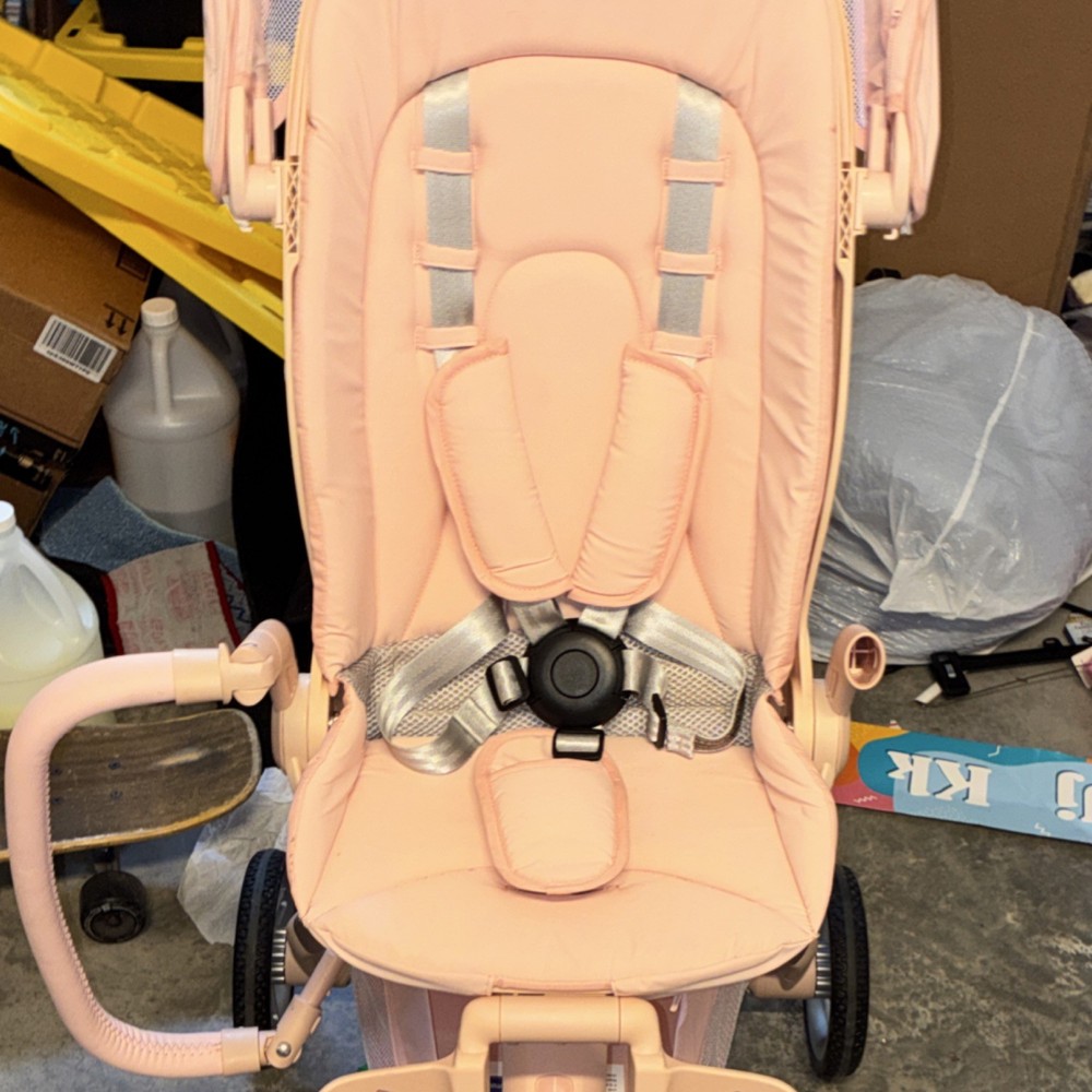 HaShow Q2 Pink Stroller Adjustable Handle Backrest Harness Storage Basket