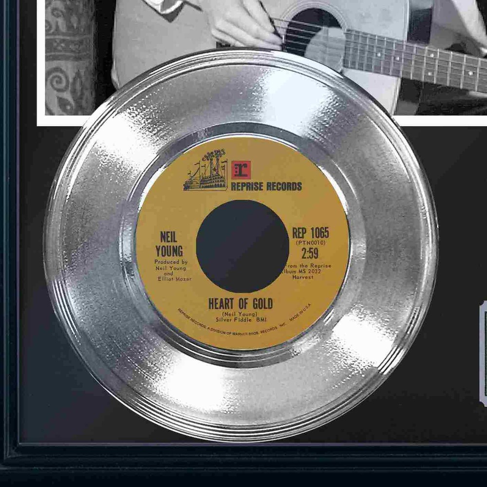 Neil Young "Heart Of Gold" Silver Framed Record Display