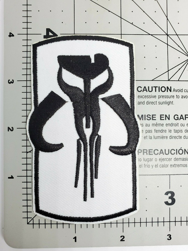 Star Wars Black & White Mandalorian Armor Crest Patch 4 inch patch