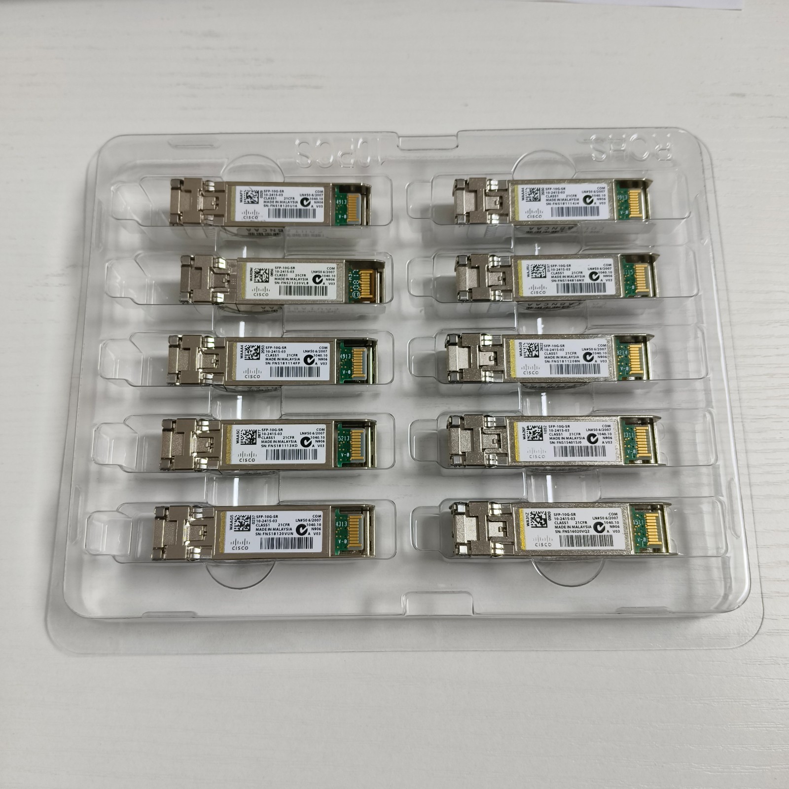 Original Cisco SFP-10G-SR  10 Gigabit Transceiver  LOT of 10 PCS