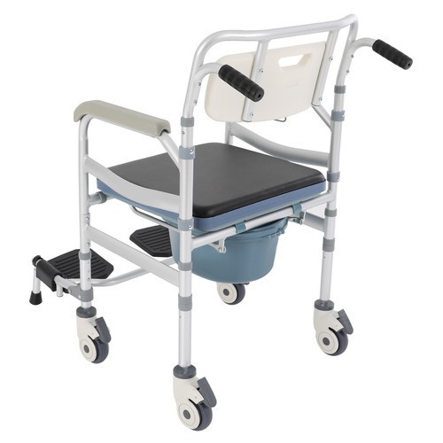 Bedside Commode Chair, Rolling Shower Wheelchair, Foldable Height Adjustable Toi