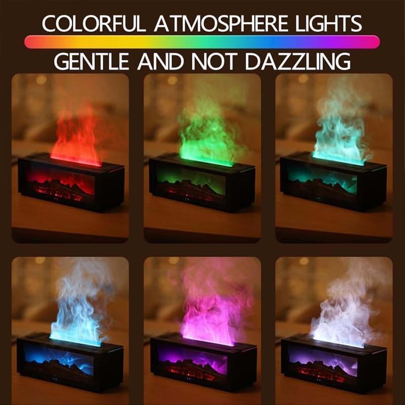 Fireplace Flame Oil Aroma Diffuser, Changing Lights Aromatherapy Air Diffuser