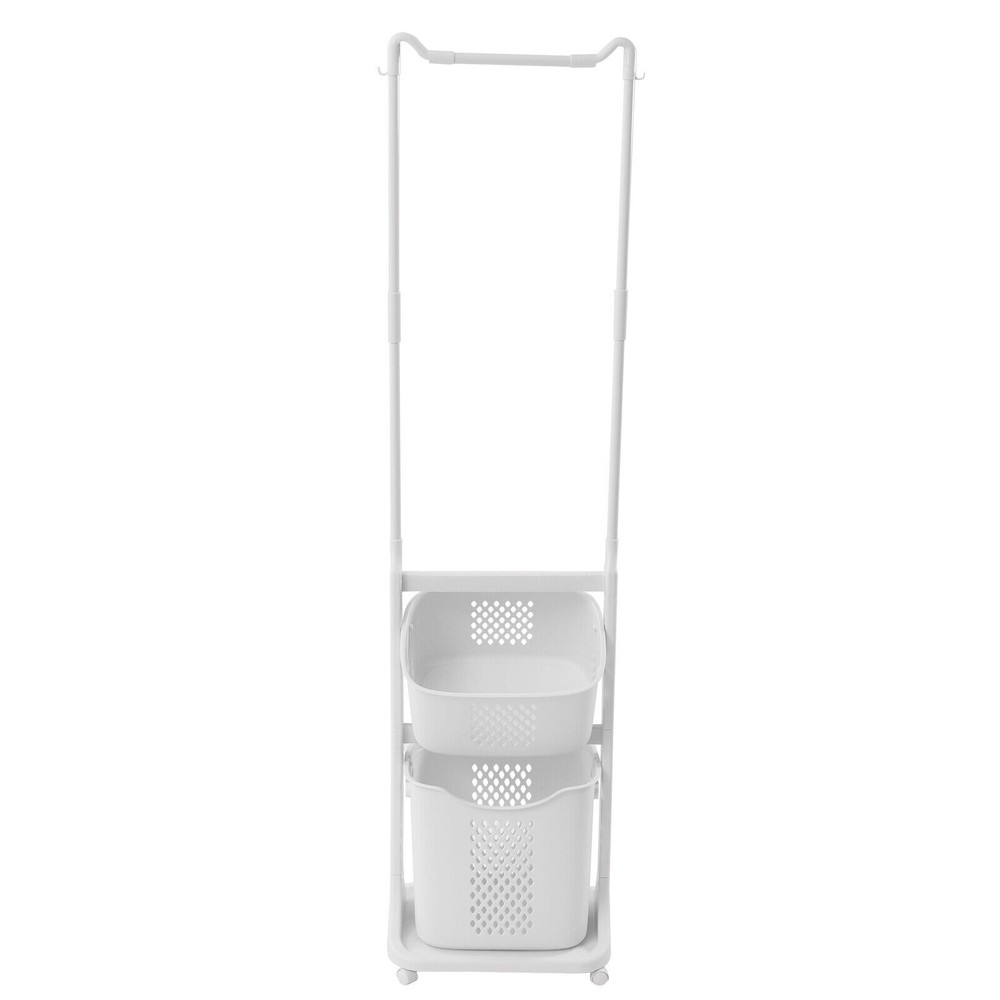 Rolling Laundry Basket Bathroom Kitchen Clothes Storage Shelf Multi-layer Stand