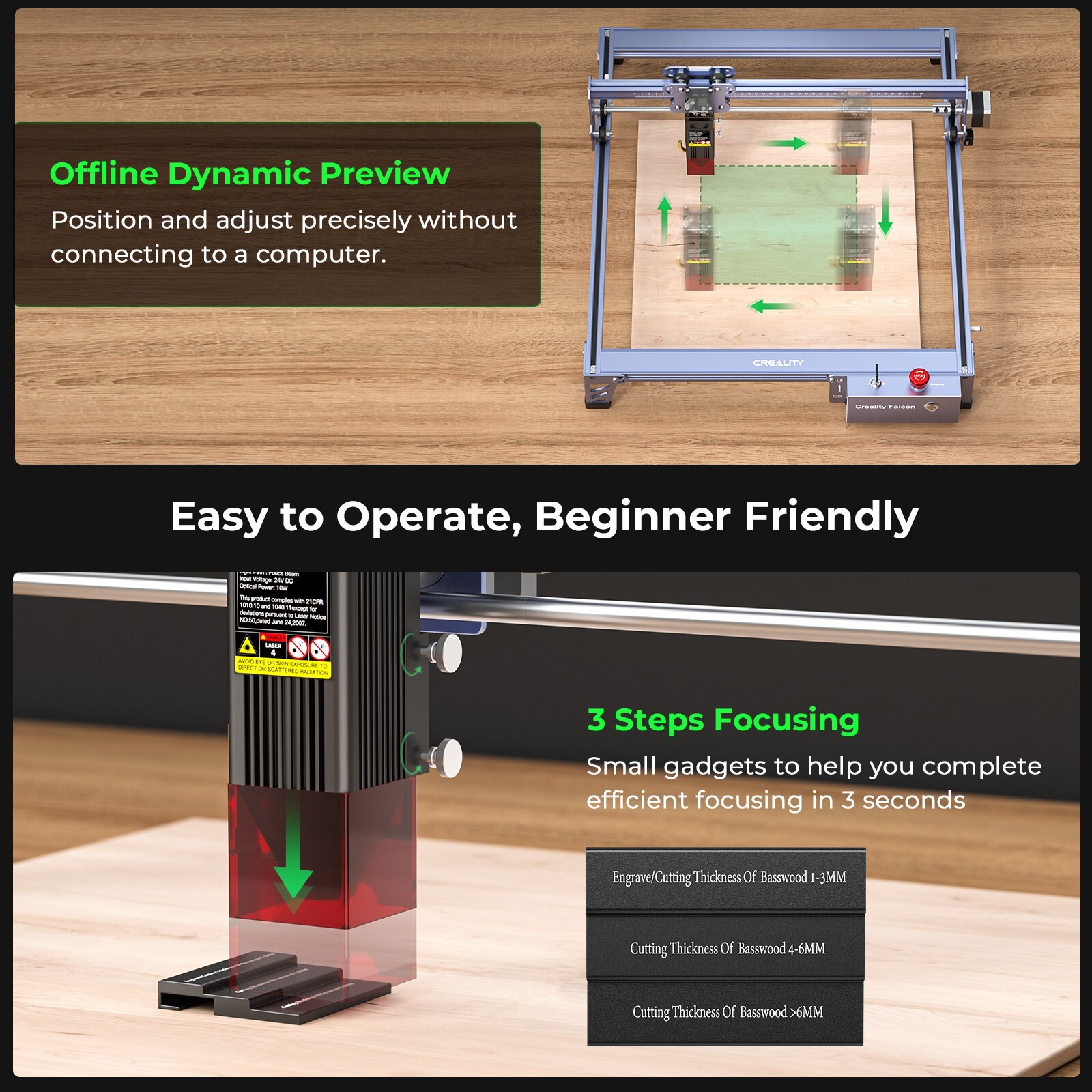 Creality Falcon Pro 10W Laser Engraver with Air Assist, Laser Cutter Machine