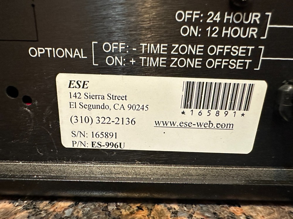 ESE-996U "6-Digit Timecode Reader.Broadcast Studio Digital Clock