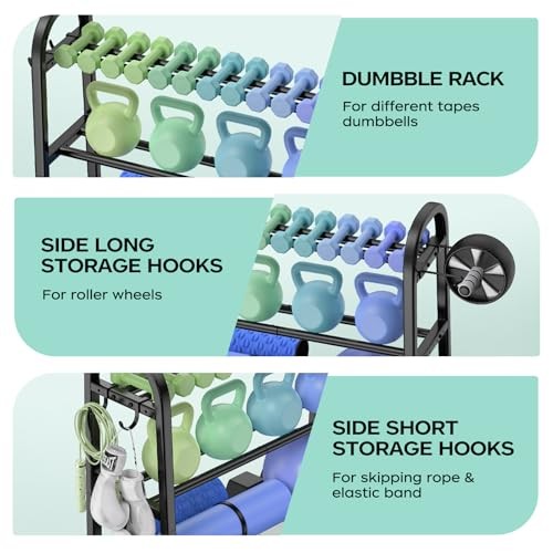 3 Tier Dumbble Rack - 360LB Capacity Adjustable Dumbbell Storage Rack Space