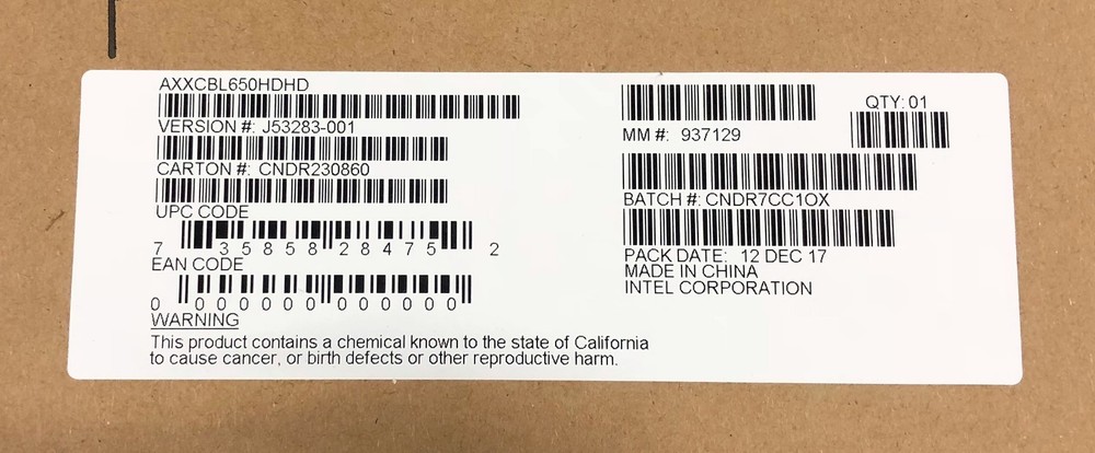 Intel AXXCBL650HDHD Mini-SAS Cable Kit New Bulk Packaging