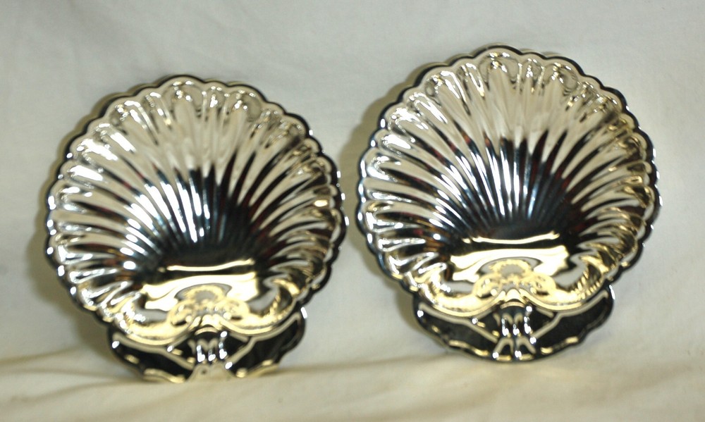 Silverplate Scalloped Shell Serving Dish Set of 2