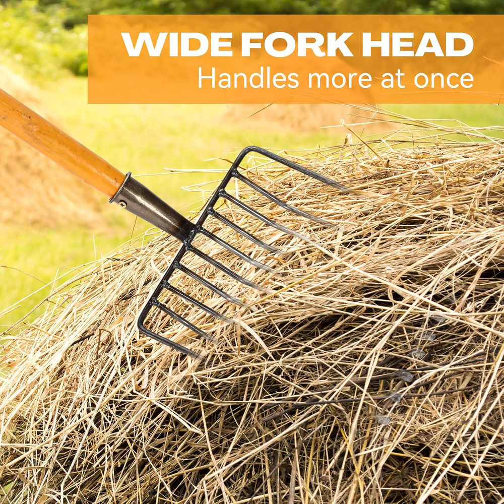 Durable 10 Tine Pitch Fork Set for Manure & Garden Work
