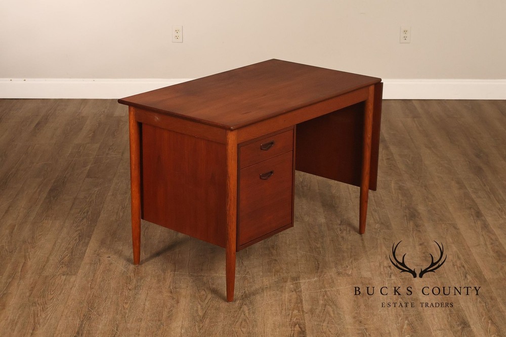 Arne Vodder Attributed Danish Modern Teak Drop Leaf Desk