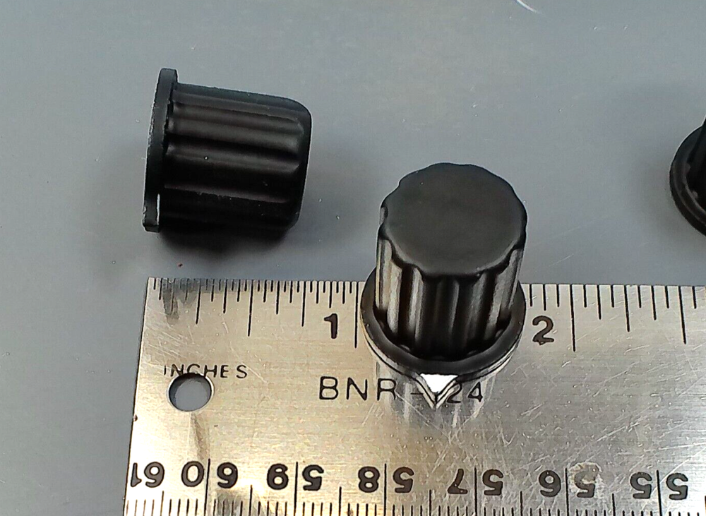 AVIONICS CONTROL KNOBS, FOR 1/8" SHAFT. SOLID ALUM, BLACK. QTY-4, 1 SET SCREWS