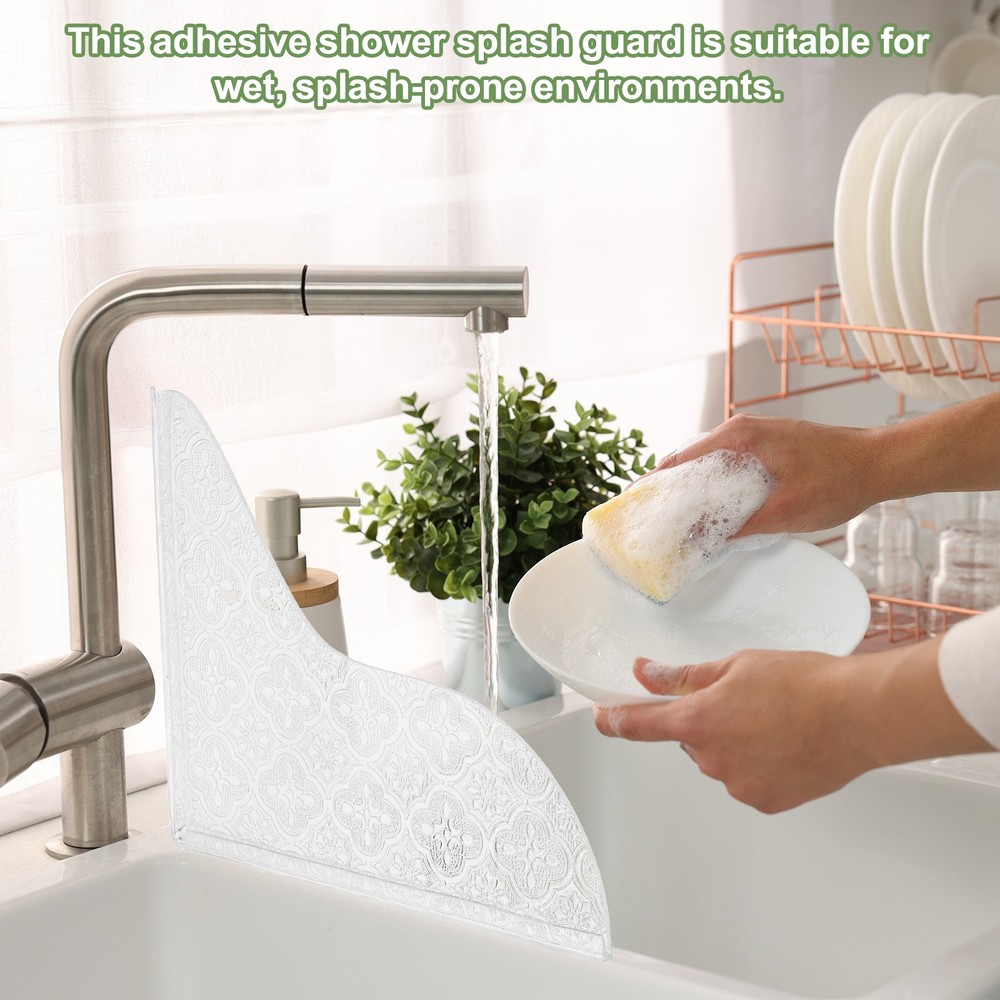 2Pcs Shower Splash Guards, Acrylic Patterned Corner Water Blocker