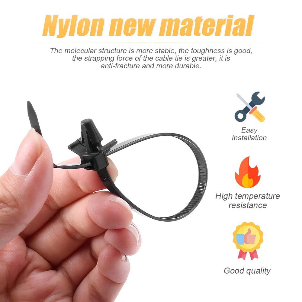 120PCS Car Push Mount Cable Zip Tie, Nylon Self Locking Strap, Engine...