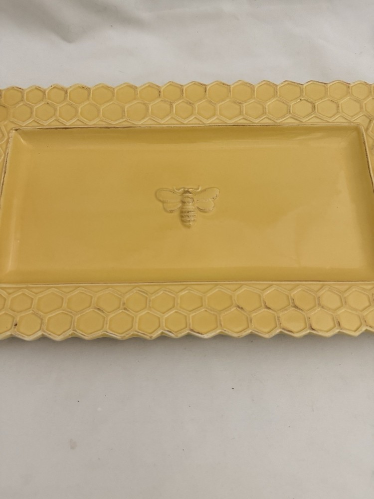 Boston International Rectangular Ceramic Serving Platter 13x7.5 Honeycomb