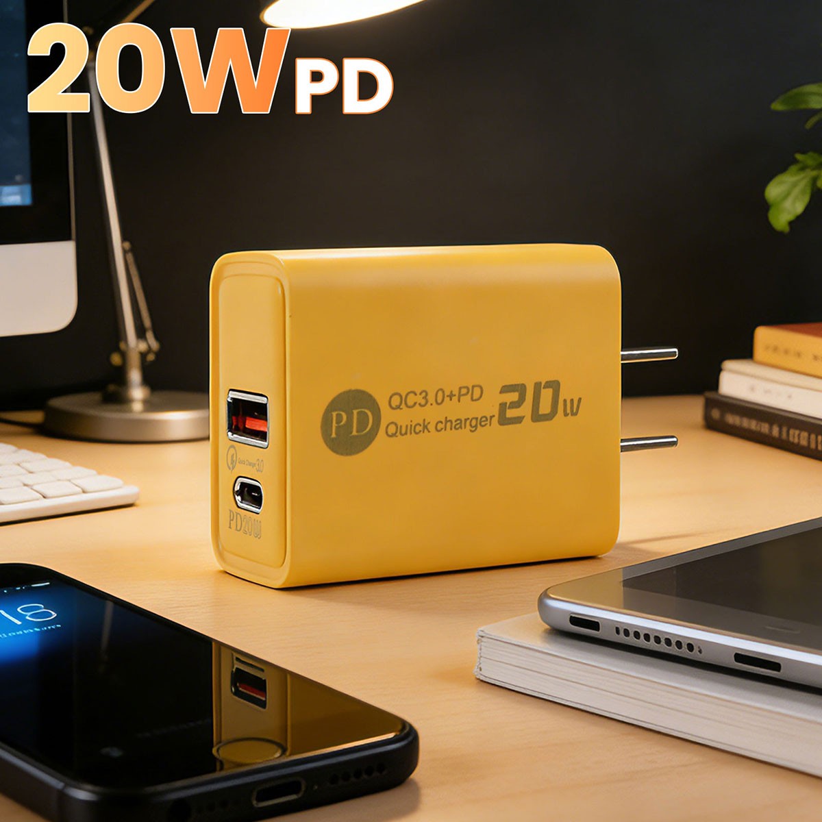 20W Fast Charger Block USB+Type C Wall Power Adapter For iPhone 16e 15 14 13