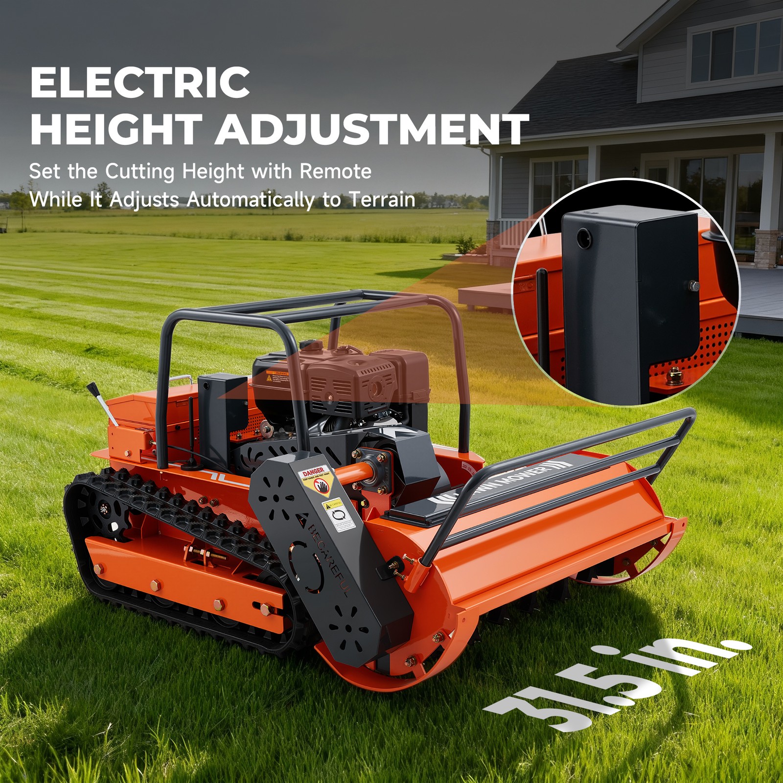 459cc Hybrid Robot Remote Control Lawn Mower 13.6hp Crawler Mower 45° Climbing