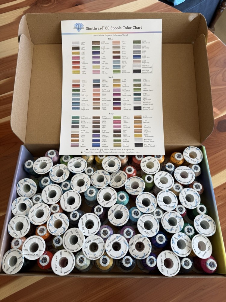 Simthread Polyester Embroidery Machine Thread Kit Assorted Colors - 80 Spools