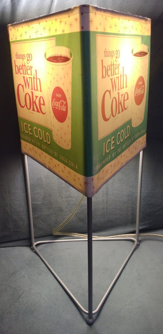 THINGS GO BETTER WITH COCA COLA Retro 1960s LIGHT UP COUNTER SIGN OR LAMP RARE