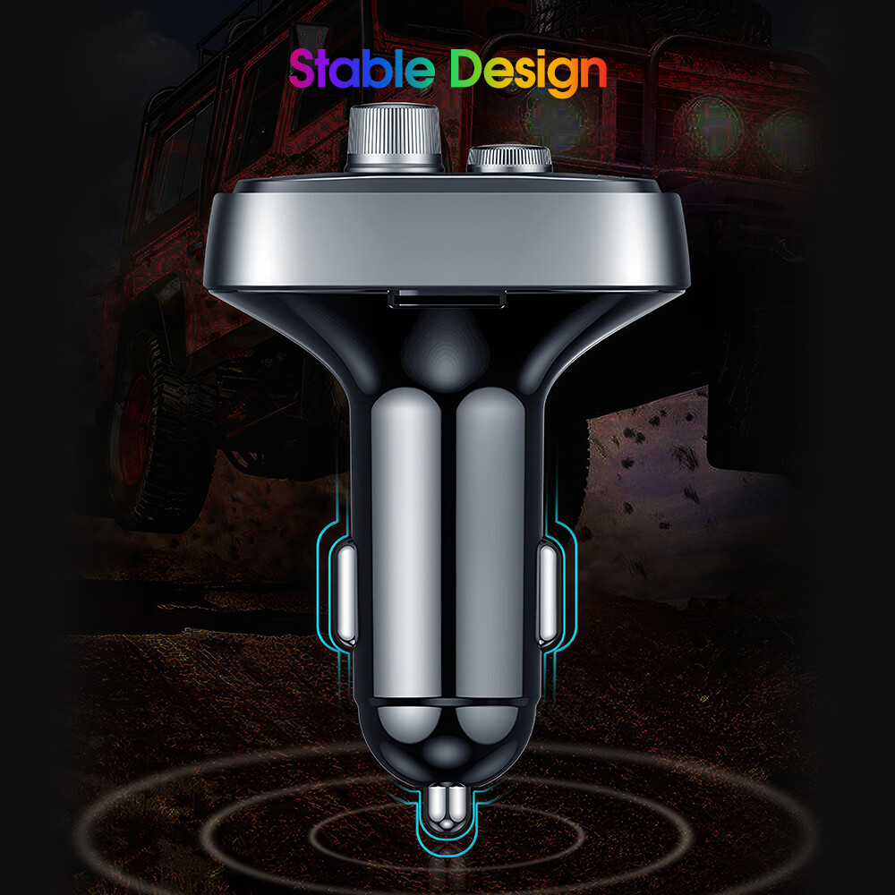 Bluetooth 5.1 FM Transmitter Car Kit Adapter MP3 Player Type c Dual USB Charger