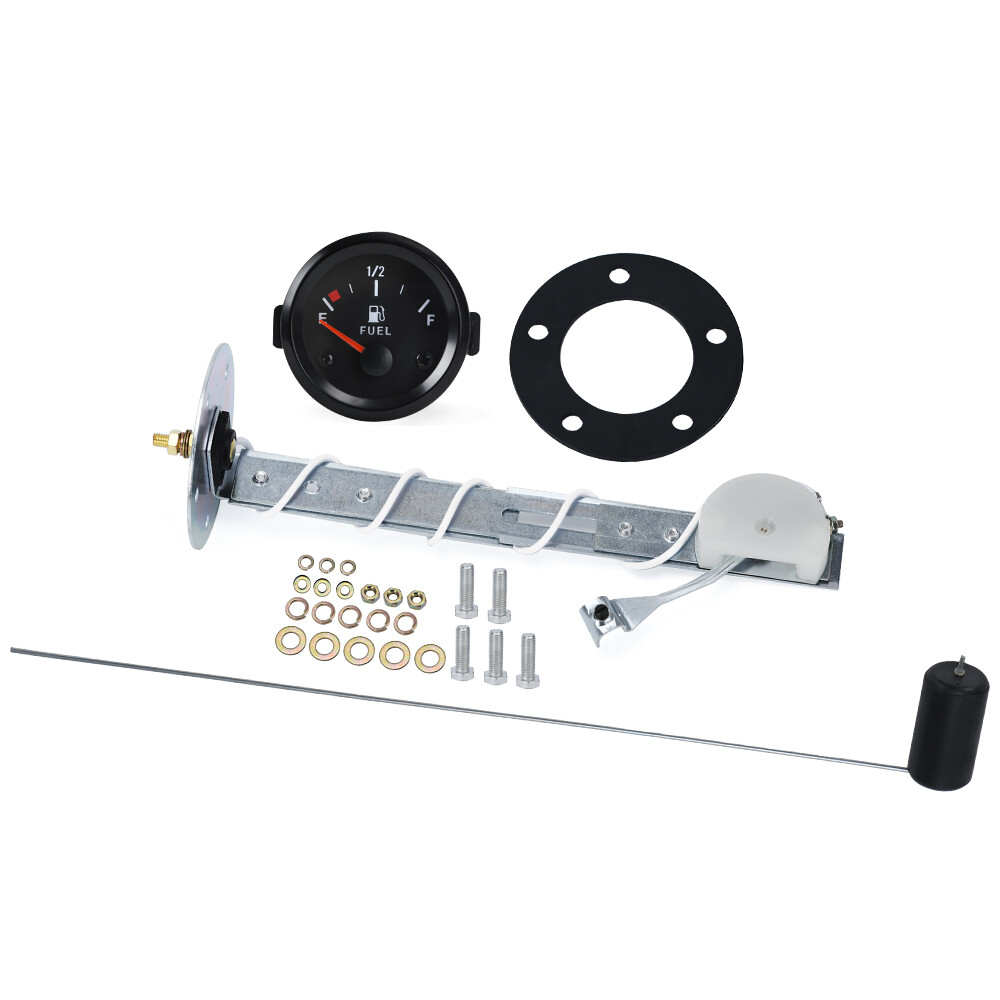 12V 2"52mm Fuel Level Gauge Meter W/Unit Fuel Level Sensor E-1/2-F Pointer