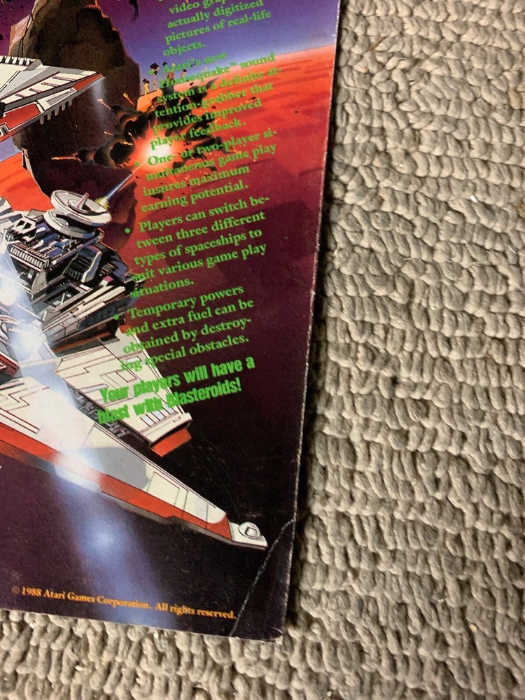 Original 1988 ad Blasteroids Atari Quarterback John Elway ARCADE Game FLYER