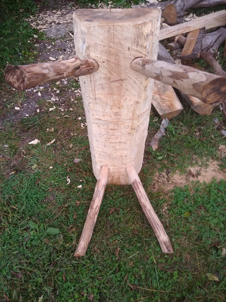 Log Bench Hewn Poplar Rustic Style