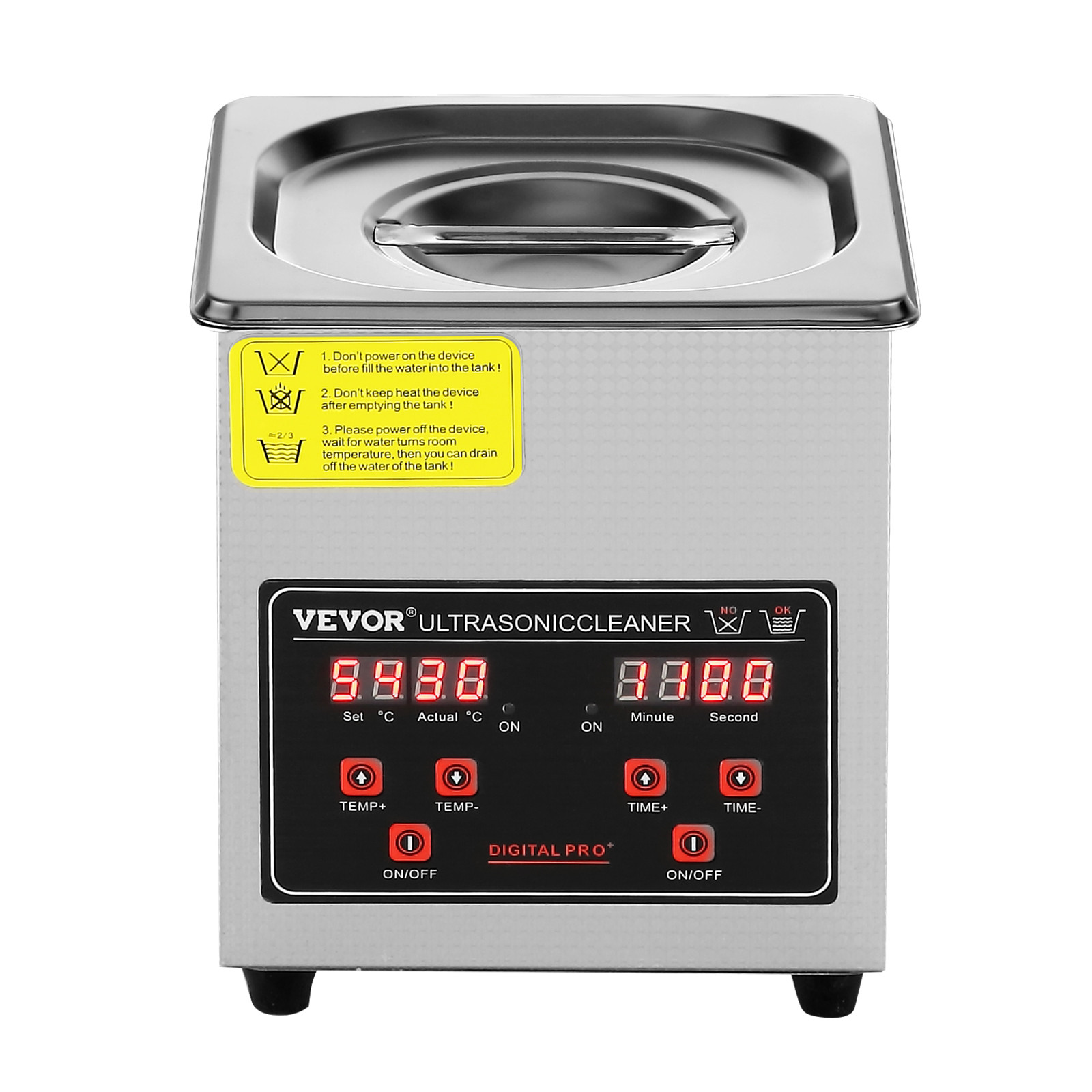 VEVOR 2L Ultrasonic Cleaner with Timer Heating Machine Digital Sonic Cleaner