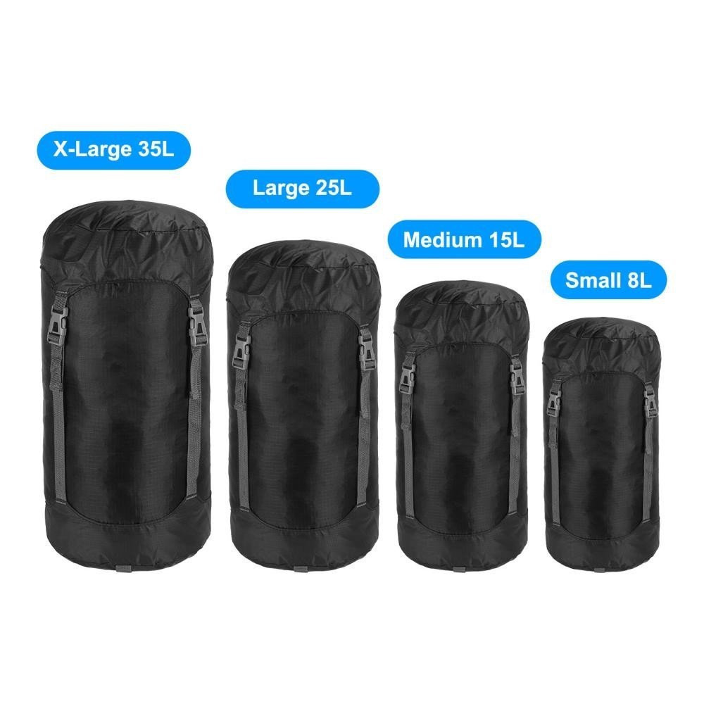 Compression Stuff Sack, 15L M Size Waterproof Sleeping Bag, Black [