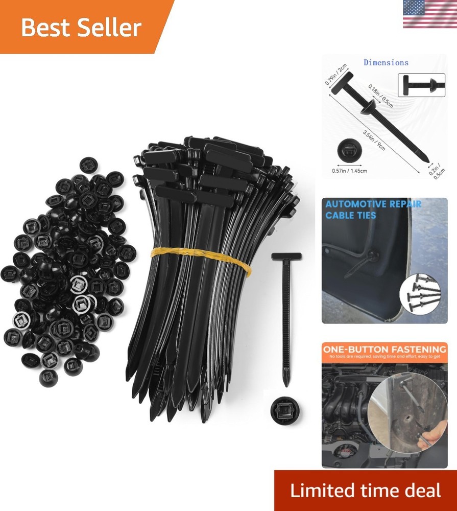Versatile 100 Pcs Nylon Zip Ties – One-Button Locking for Secure Vehicle Fixes