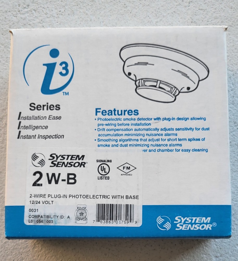 System Sensor 2W-B Smoke Detector 2-Wire Photoelectric New Open Box.